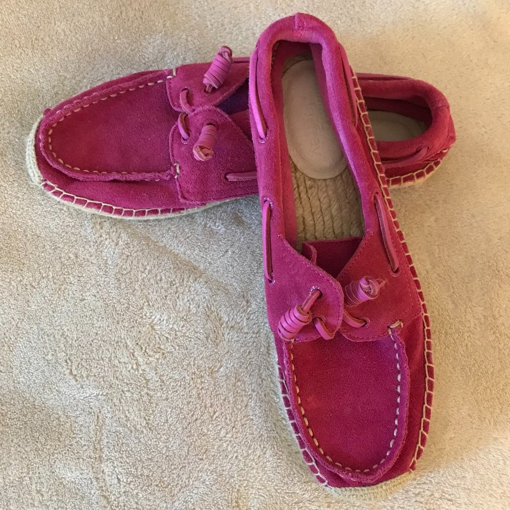 SPERRY TOPSIDER Woman's Jeffrey SIZE 8 Suede Espadrille Flat Shoes in PINK
